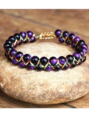 Bohemian Style Hand Woven Uncoated Natural Tiger Eye Stones Adjustable Unixex